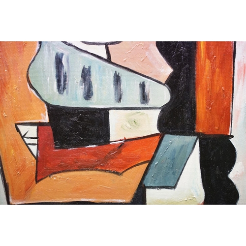 50 - Framed Cubist oil painting of a figural abstract study, 58.5 x 48.5cm