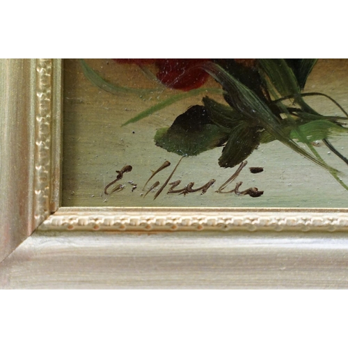 71 - Three vintage floral studies, to include: signed oil on board, watercolour of roses and a reverse pr... 