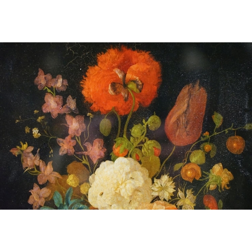 71 - Three vintage floral studies, to include: signed oil on board, watercolour of roses and a reverse pr... 