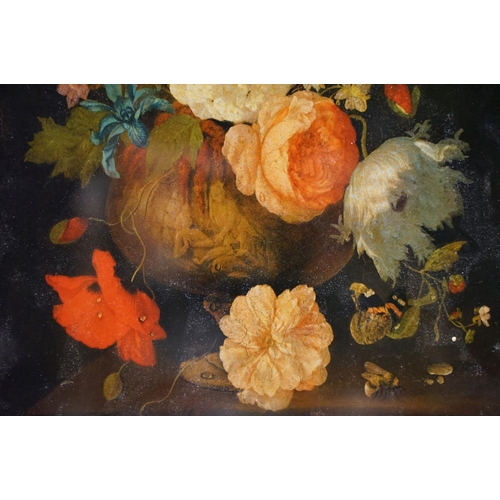 71 - Three vintage floral studies, to include: signed oil on board, watercolour of roses and a reverse pr... 