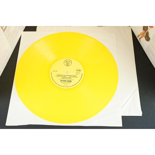 107 - Vinyl - 9 Elton John LPs spanning his career including Goodbye Yellow Brick Road (yellow vinyl), vg+... 