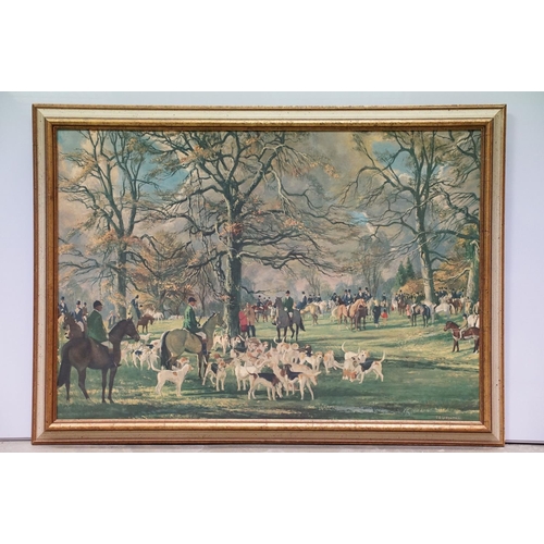 34 - After T.S. La Fontaine (1915 - 2007), A Meet at Easton Grey - The Beaufort Hunt, colour print, 45 x ... 