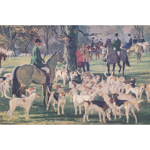 34 - After T.S. La Fontaine (1915 - 2007), A Meet at Easton Grey - The Beaufort Hunt, colour print, 45 x ... 