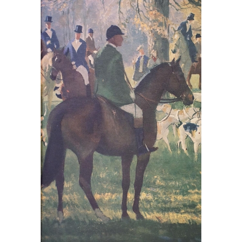 34 - After T.S. La Fontaine (1915 - 2007), A Meet at Easton Grey - The Beaufort Hunt, colour print, 45 x ... 