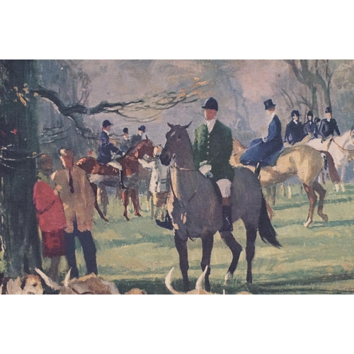 34 - After T.S. La Fontaine (1915 - 2007), A Meet at Easton Grey - The Beaufort Hunt, colour print, 45 x ... 