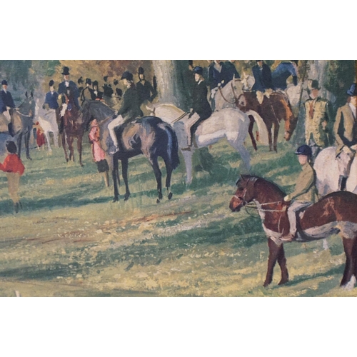 34 - After T.S. La Fontaine (1915 - 2007), A Meet at Easton Grey - The Beaufort Hunt, colour print, 45 x ... 