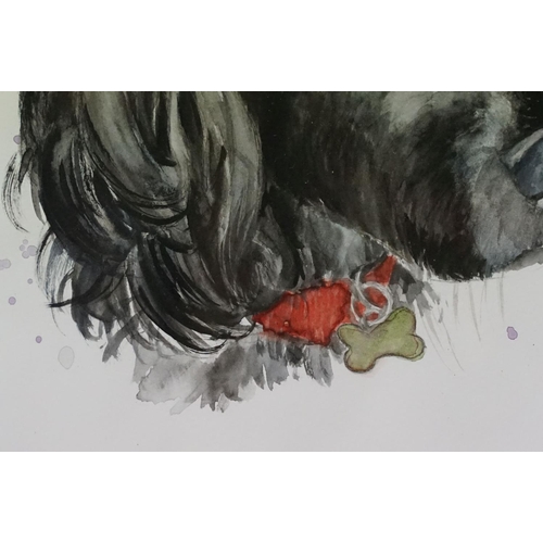 35 - L Lucia, portrait of a dog and cat, watercolour, signed lower right, 20 x 28.5cm together with anoth... 