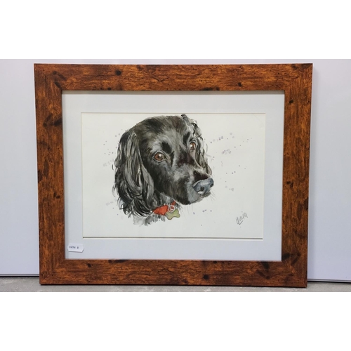 35 - L Lucia, portrait of a dog and cat, watercolour, signed lower right, 20 x 28.5cm together with anoth... 