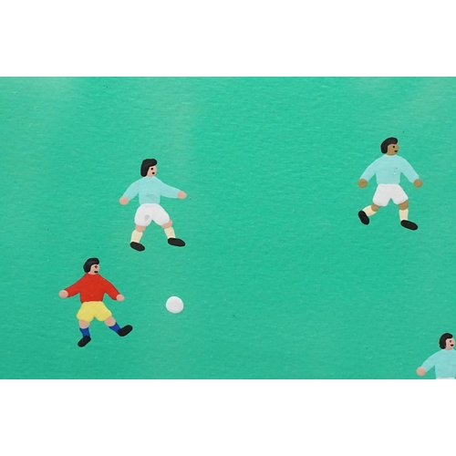 55 - Gordon Barker (b.1960), football match, acrylic, signed lower right, 40 x 40cm, framed and glazed