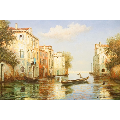 9 - Michaela Vincci, pair of Venice scenes, each oil on panel, signed lower right, one with Certificate ... 