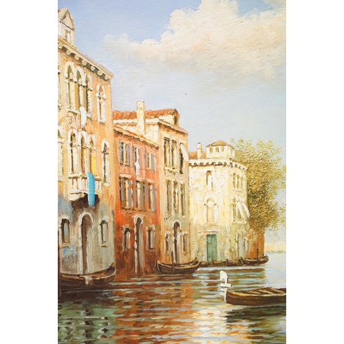 9 - Michaela Vincci, pair of Venice scenes, each oil on panel, signed lower right, one with Certificate ... 