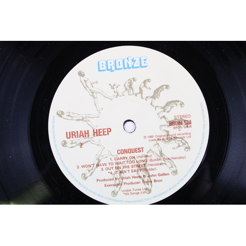 133 - Vinyl - 2 Uriah Heep LPs to include Conquest (Bronze BRON524) with incorrect label to side 1 for Mot... 