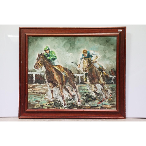 100 - Roy Pierce, racehorses, oil on canvas, signed lower right, 49.5 x 59.5cm