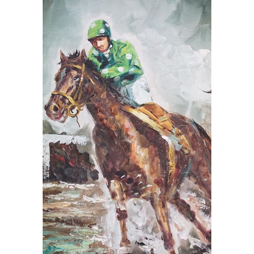 100 - Roy Pierce, racehorses, oil on canvas, signed lower right, 49.5 x 59.5cm