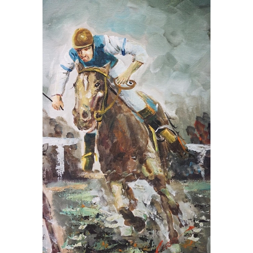 100 - Roy Pierce, racehorses, oil on canvas, signed lower right, 49.5 x 59.5cm