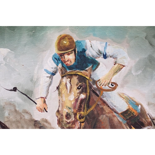 100 - Roy Pierce, racehorses, oil on canvas, signed lower right, 49.5 x 59.5cm