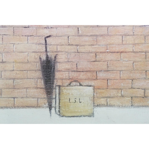 109 - L S Lowry print ' Man lying on Wall 1957 ', 47 x 38cm, framed and glazed