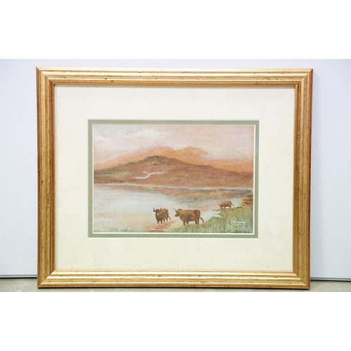 142 - H Barlow, Cloone Lake Glencar, watercolour, signed lower right and dated 1907, 14 x 21cm and another... 