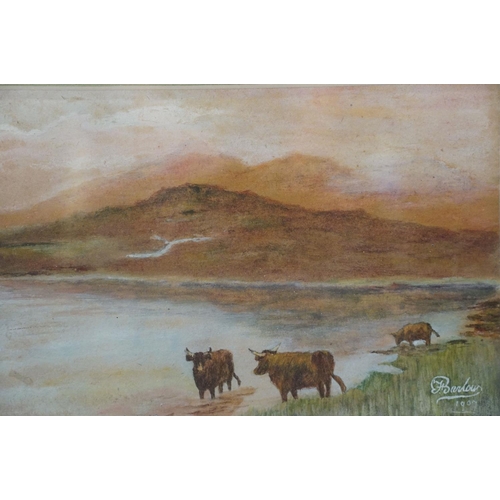 142 - H Barlow, Cloone Lake Glencar, watercolour, signed lower right and dated 1907, 14 x 21cm and another... 