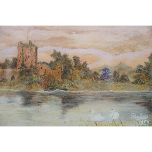 142 - H Barlow, Cloone Lake Glencar, watercolour, signed lower right and dated 1907, 14 x 21cm and another... 