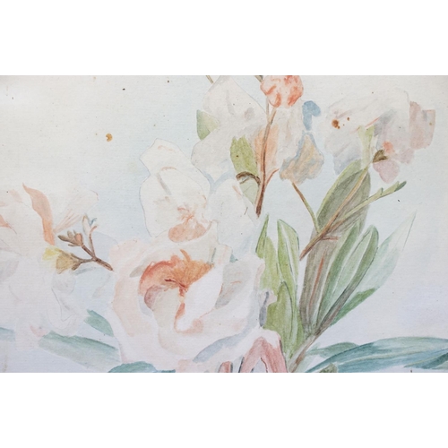 148 - N Hamblin, spray of flowers, watercolour, signed lower right, 54.5 x 24cm and another spray of flowe... 