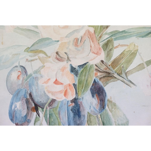 148 - N Hamblin, spray of flowers, watercolour, signed lower right, 54.5 x 24cm and another spray of flowe... 