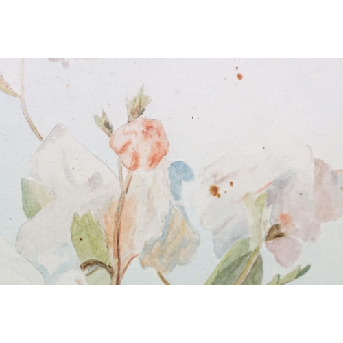 148 - N Hamblin, spray of flowers, watercolour, signed lower right, 54.5 x 24cm and another spray of flowe... 