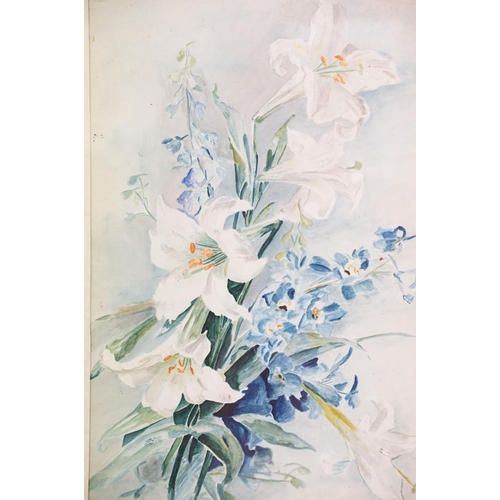 148 - N Hamblin, spray of flowers, watercolour, signed lower right, 54.5 x 24cm and another spray of flowe... 