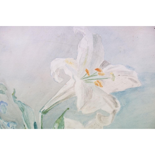 148 - N Hamblin, spray of flowers, watercolour, signed lower right, 54.5 x 24cm and another spray of flowe... 