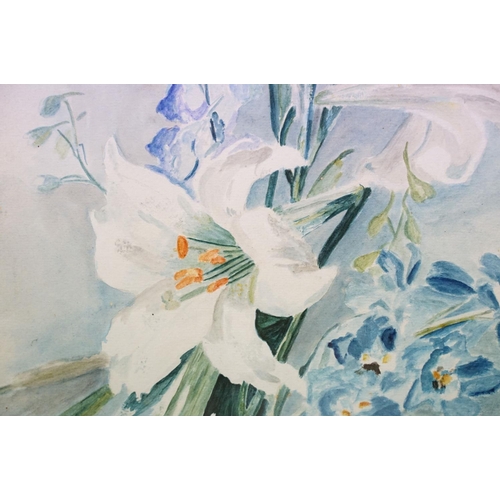 148 - N Hamblin, spray of flowers, watercolour, signed lower right, 54.5 x 24cm and another spray of flowe... 