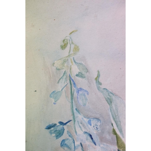 148 - N Hamblin, spray of flowers, watercolour, signed lower right, 54.5 x 24cm and another spray of flowe... 