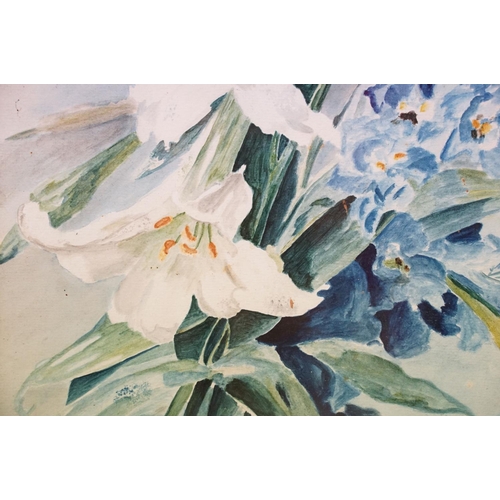 148 - N Hamblin, spray of flowers, watercolour, signed lower right, 54.5 x 24cm and another spray of flowe... 