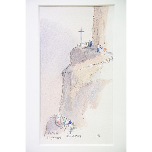 152 - Sir Hugh Casson (British, 1910 - 1999), Path to St George's Monastery, watercolour, initialled HC lo... 