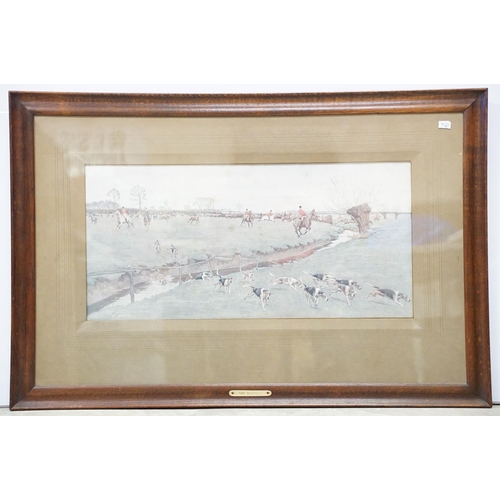 69 - Cecil Aldin (1870 - 1935), The Meynell Hunt, colour print, 32 x 67cm, mount signed in pencil lower l... 