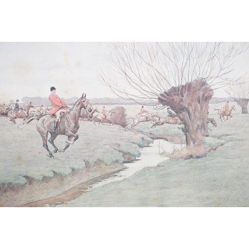 69 - Cecil Aldin (1870 - 1935), The Meynell Hunt, colour print, 32 x 67cm, mount signed in pencil lower l... 