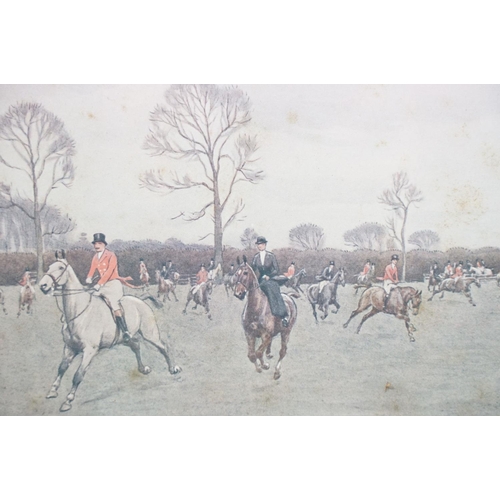 69 - Cecil Aldin (1870 - 1935), The Meynell Hunt, colour print, 32 x 67cm, mount signed in pencil lower l... 