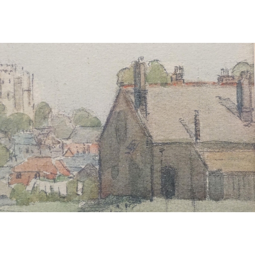 113 - English School, city landscape scene, watercolour, signed in pencil indistinctly lower left, 27 x 37... 