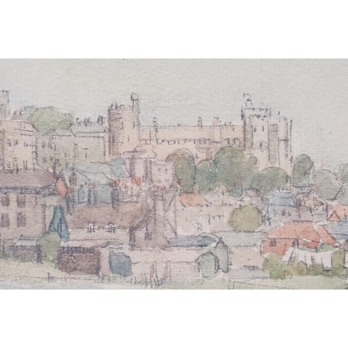 113 - English School, city landscape scene, watercolour, signed in pencil indistinctly lower left, 27 x 37... 