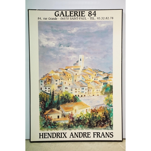 123 - Two French art gallery advertising prints ' Galerie 84, Hendrix Andre Frans ' and ' Becker, Consorti... 