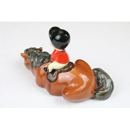 62 - Beswick Thelwell ' Kick Start ' Pony & Rider, 14cm long