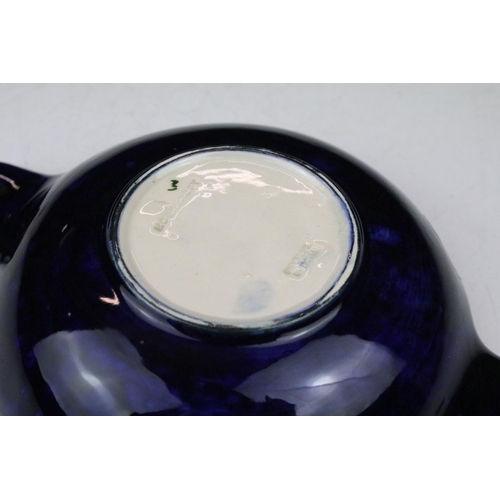 63 - Moorcroft pottery blue ground Magnolia pattern ashtray, impressed marks to base, approx 22cm long
