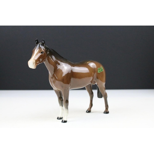 73 - Group of Beswick porcelain animals to include a Shire horse, 'Arnoldene' Dalmatian, foal, Border Col... 