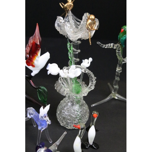 83 - Over 30 Murano glass figures to include Doves, Swans, Dogs, Deer and many more