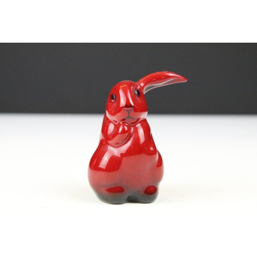 90 - Four boxed Royal Doulton flambé porcelain animals to include Fox (298), Rabbit (113), Duck (395) and... 