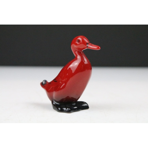 90 - Four boxed Royal Doulton flambé porcelain animals to include Fox (298), Rabbit (113), Duck (395) and... 