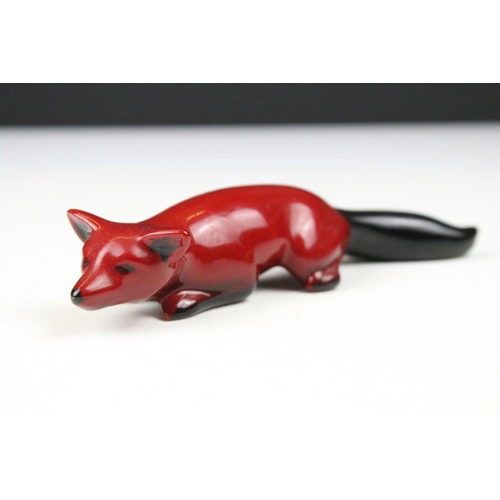 90 - Four boxed Royal Doulton flambé porcelain animals to include Fox (298), Rabbit (113), Duck (395) and... 