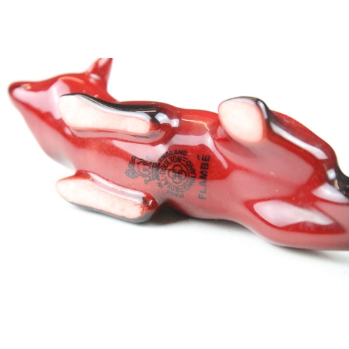 90 - Four boxed Royal Doulton flambé porcelain animals to include Fox (298), Rabbit (113), Duck (395) and... 