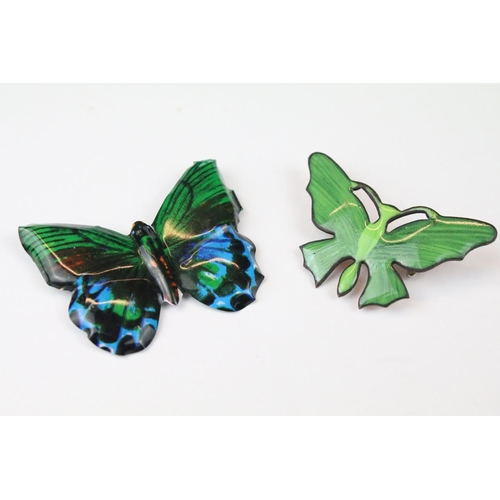 259 - Fifteen Costume Jewellery Brooches including Enamelled Butterflies, Art Deco style, Lucite Cicada, e... 
