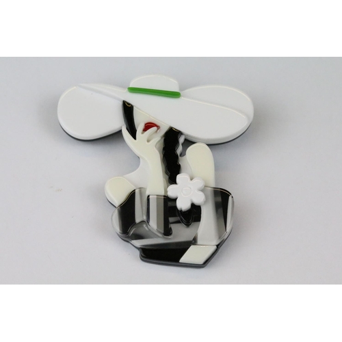 264 - Two Lea Stein style brooches in the form of Art Nouveau ladies.