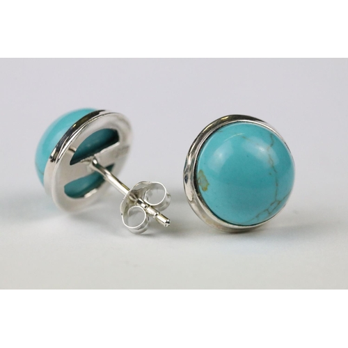 265 - Pair of silver and turquoise stud earrings